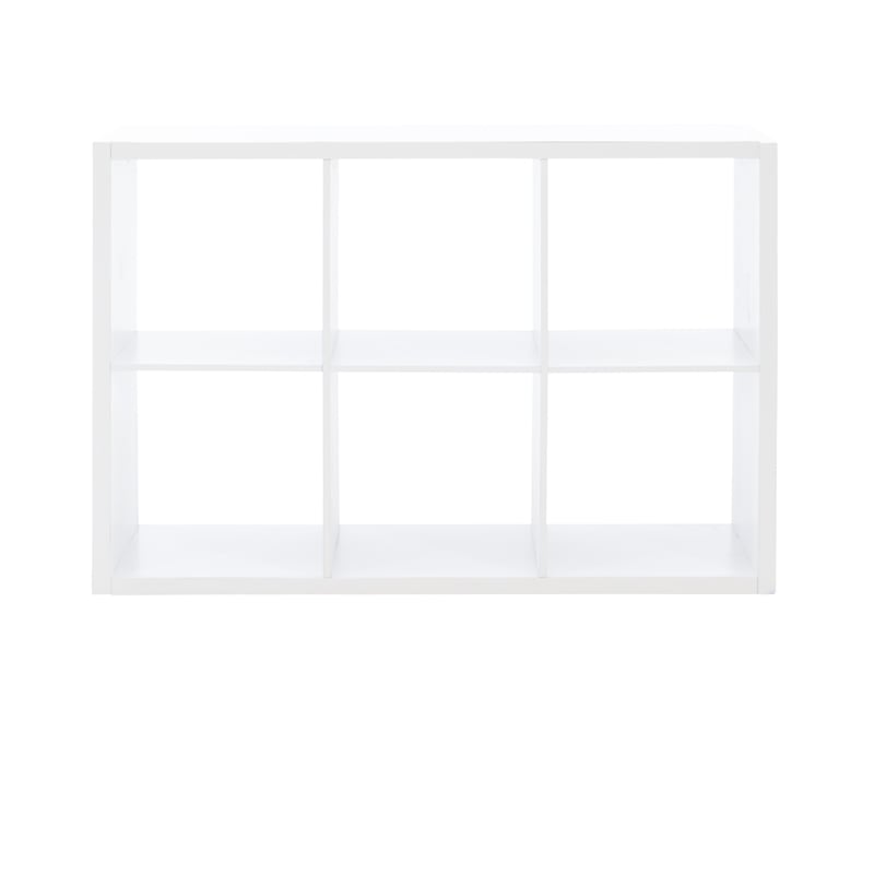 Maklaine Transitional Six Cubby Open Back Storage Cabinet in White Wood