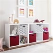 Maklaine Transitional Six Cubby Open Back Storage Cabinet in White Wood