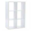 Maklaine Transitional Six Cubby Open Back Storage Cabinet in White Wood