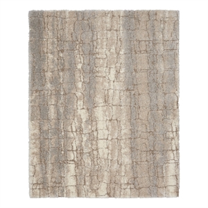 Maklaine Luxurious Shag 7'10&quot x 9'10&quot Ivory Beige Modern Indoor Rug