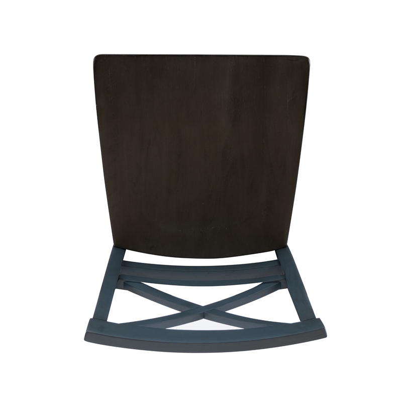 Maklaine Wood X Back 2 Tone Counter Stool Set of 2 in Slate Blue