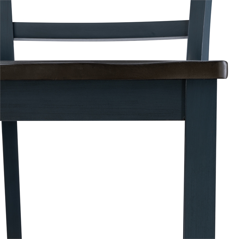 Maklaine Wood X Back 2 Tone Counter Stool Set of 2 in Slate Blue