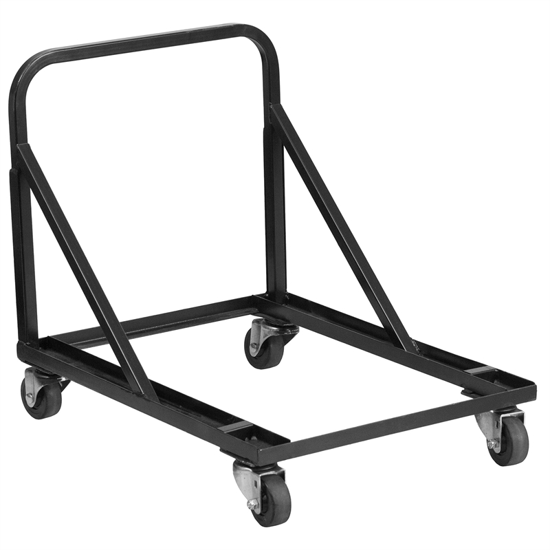 Maklaine Contemporary Band Music Stacking Chair Dolly in Black