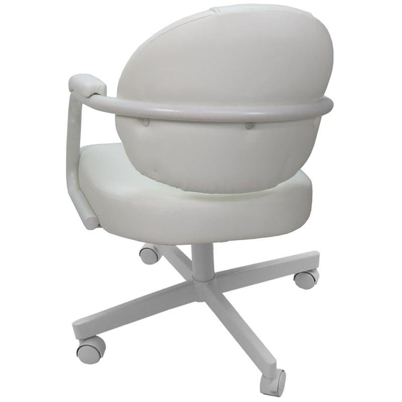 Maklaine Swivel Metal Dining Caster Chair- - White Vinyl - White Metal