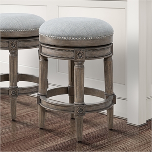 Maklaine 26&quotH Counter-Height Backless Swivel Bar Stool- Weathered Gray