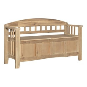 Maklaine Entryway Wood Split Seat Storage Bench in Washed Natural