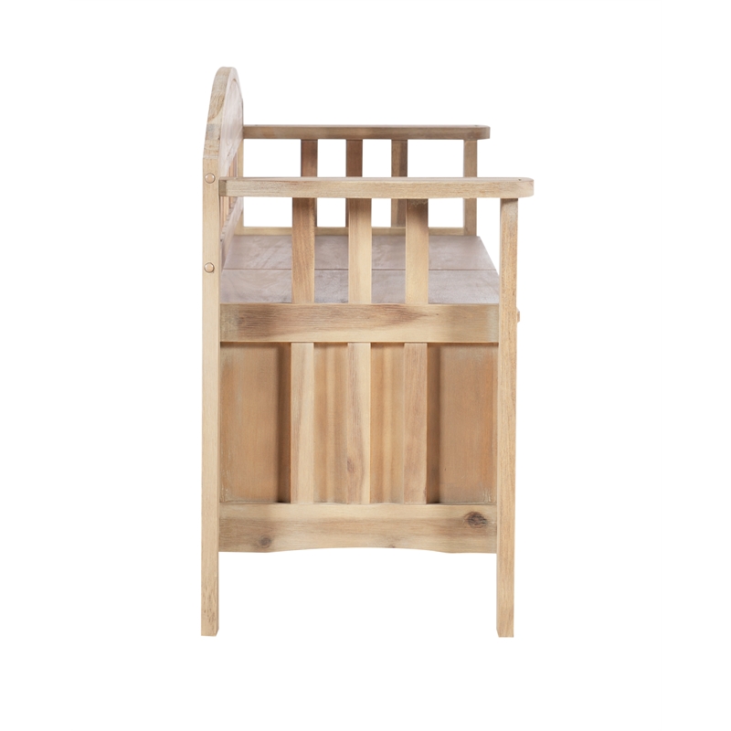 Maklaine Entryway Wood Split Seat Storage Bench in Washed Natural