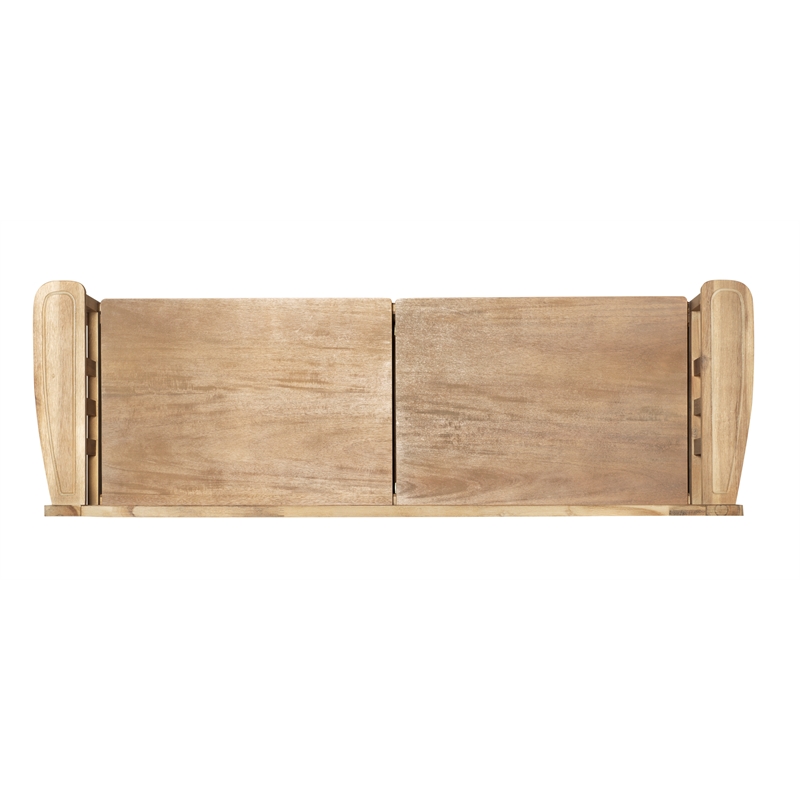 Maklaine Entryway Wood Split Seat Storage Bench in Washed Natural