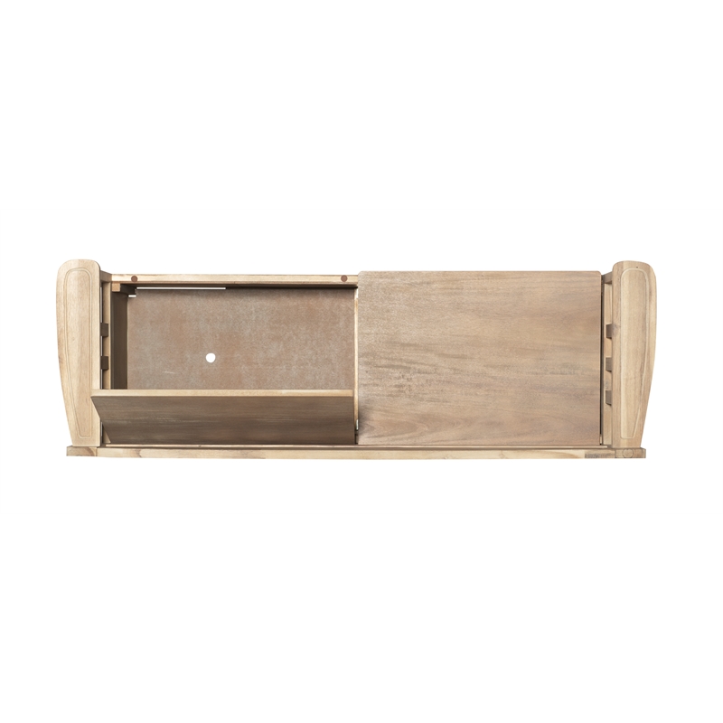 Maklaine Entryway Wood Split Seat Storage Bench in Washed Natural