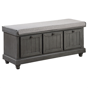 Maklaine Modern / Contemporary Wood Storage Bench in Dark Gray