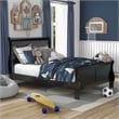 Maklaine Modern Transitional Solid Wood Panel Full Bed in Black
