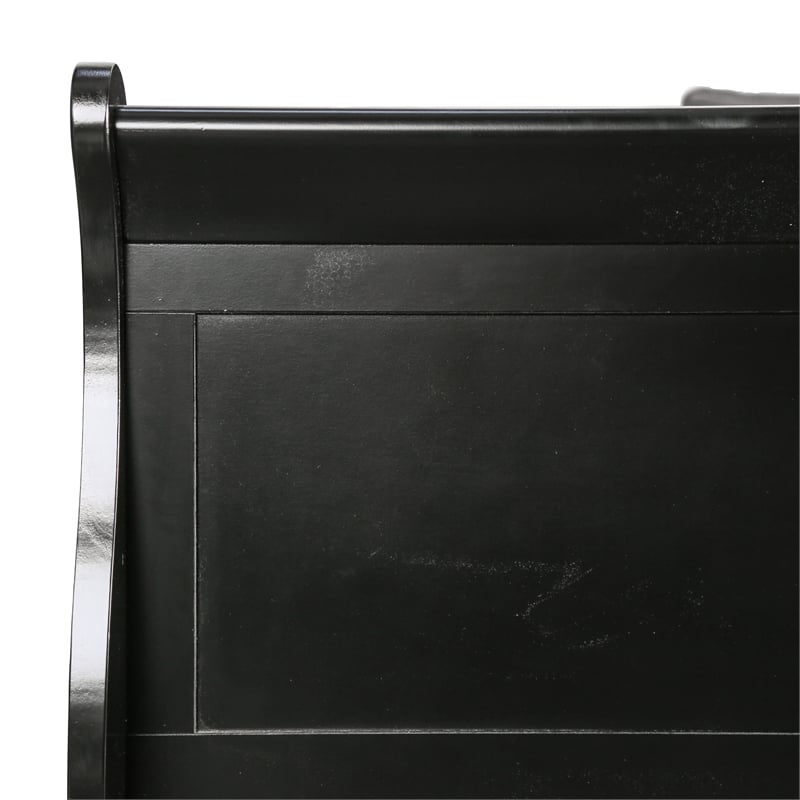 Maklaine Modern Transitional Solid Wood Panel Full Bed in Black