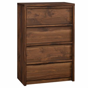 Maklaine Traditional Engineered Wood 4-Drawer Chest in Grand Walnut