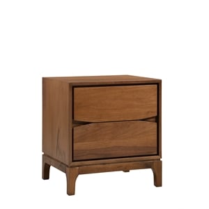 Maklaine Mid-Century 2 Drawer Solid Wood Night Stand in Walnut