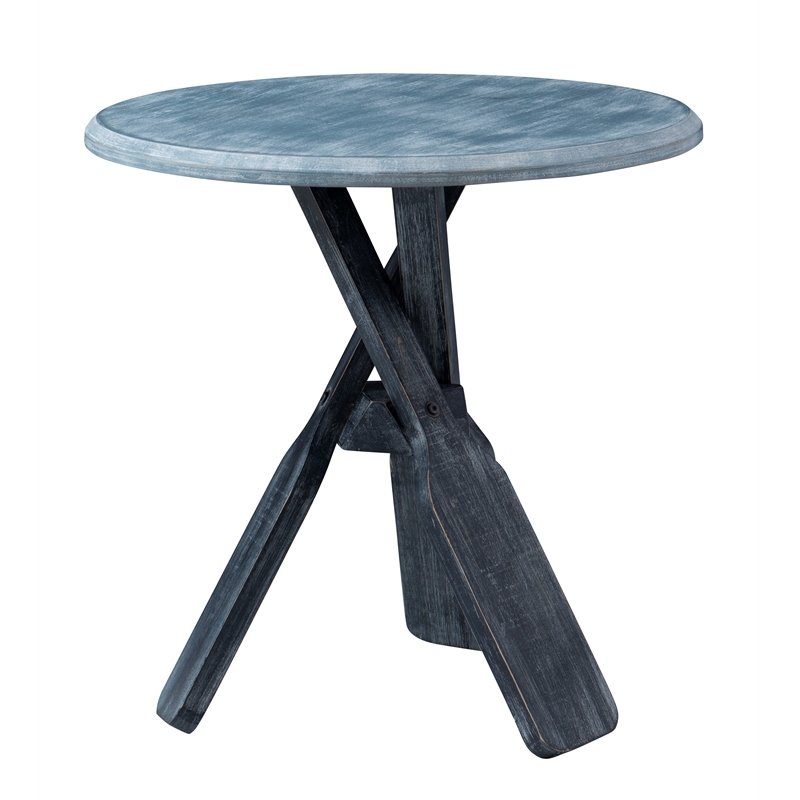 Maklaine Distressed Wood Coastal Canoe Paddle Side Table in Gray