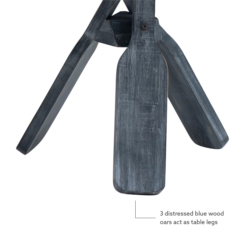 Maklaine Distressed Wood Coastal Canoe Paddle Side Table in Gray