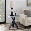 Maklaine Distressed Wood Coastal Canoe Paddle Side Table in Gray