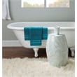 Maklaine Round Drum Table with Capiz Shell Finish in Light Blue/White