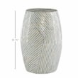 Maklaine Round Drum Table with Capiz Shell Finish in Light Blue/White