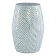 Maklaine Round Drum Table with Capiz Shell Finish in Light Blue/White