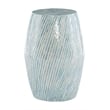 Maklaine Round Drum Table with Capiz Shell Finish in Light Blue/White