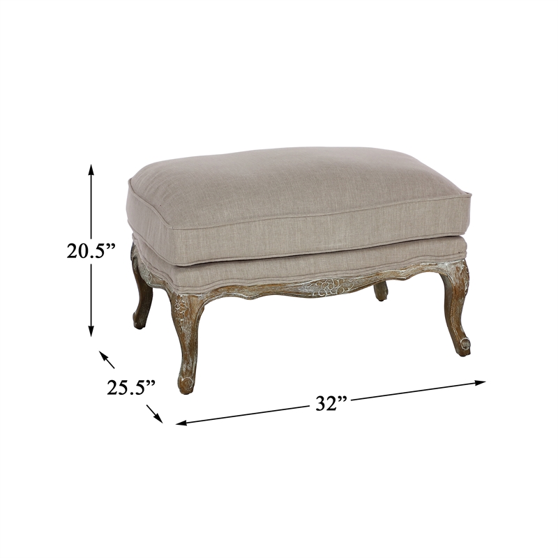 Maklaine Wood Modern Traditional Accent Ottoman in Natural Finish
