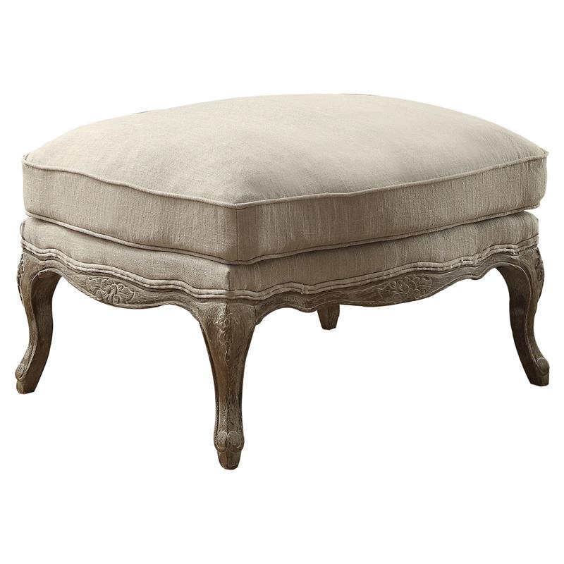 Maklaine Wood Modern Traditional Accent Ottoman in Natural Finish