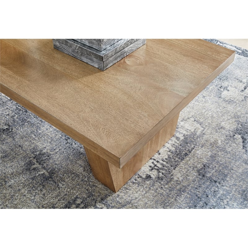 Maklaine Wood Modern Traditional Light Brown Finish Coffee Table