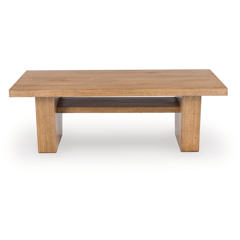 Maklaine Wood Modern Traditional Light Brown Finish Coffee Table