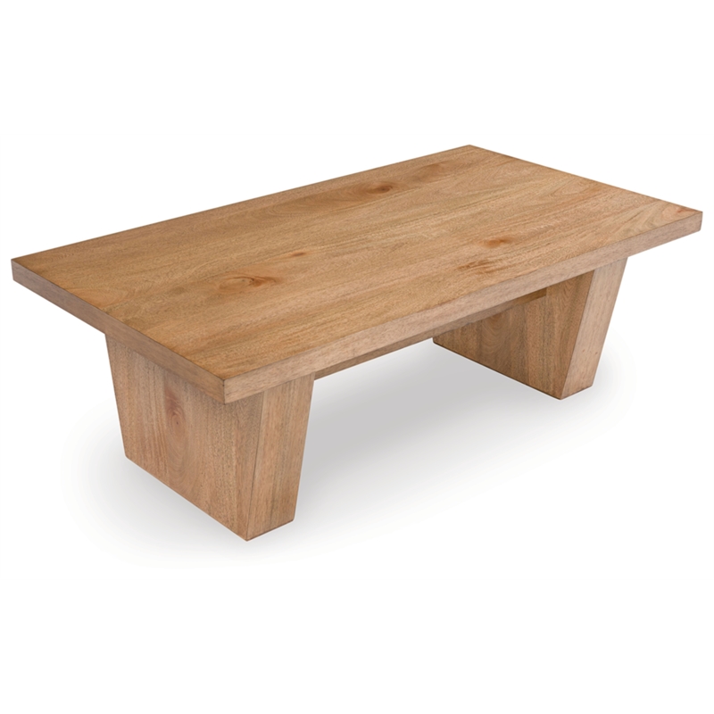 Maklaine Wood Modern Traditional Light Brown Finish Coffee Table