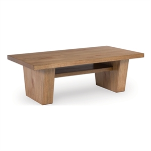 Maklaine Wood Modern Traditional Light Brown Finish Coffee Table