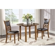 Maklaine Solid Wood Dining Drop Leaf Table with 2 Chairs in Brown
