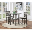 Maklaine Solid Wood Counter Drop Leaf Table W/2 Chairs in Gray