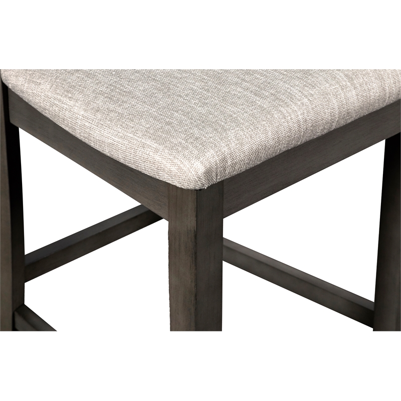 Maklaine Solid Wood Counter Drop Leaf Table W/2 Chairs in Gray