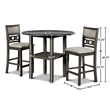 Maklaine Solid Wood Counter Drop Leaf Table W/2 Chairs in Gray
