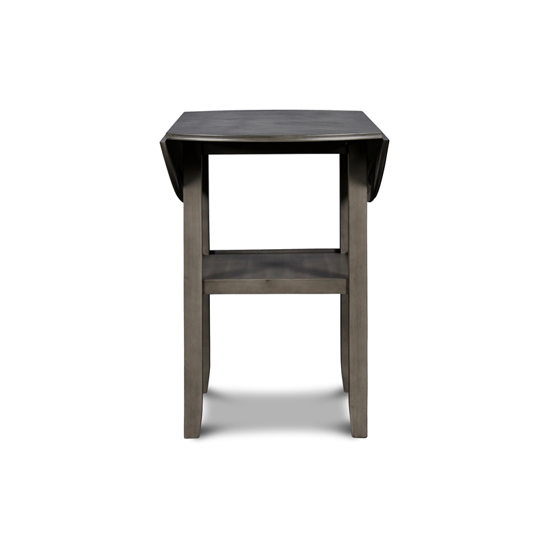 Maklaine Solid Wood Counter Drop Leaf Table W/2 Chairs in Gray
