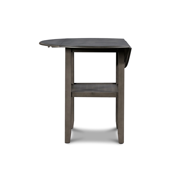 Maklaine Solid Wood Counter Drop Leaf Table W/2 Chairs in Gray