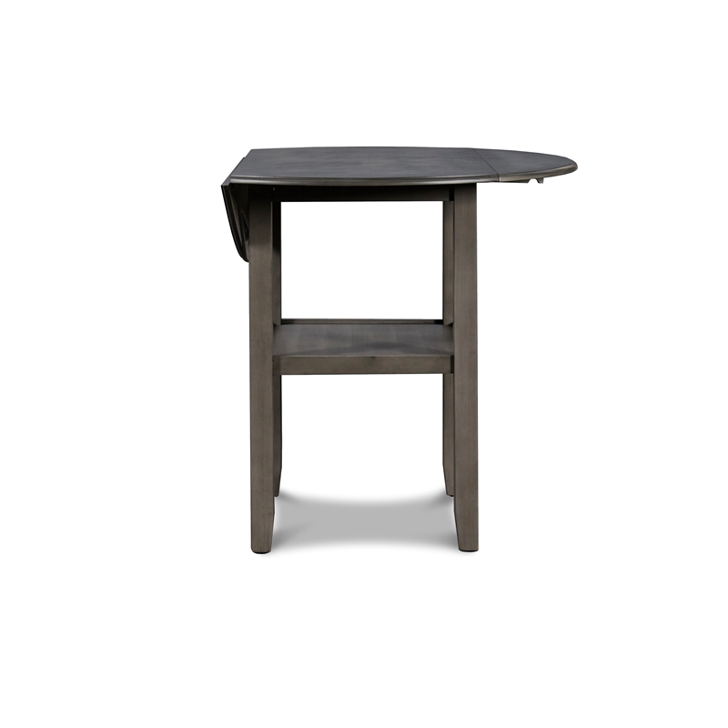Maklaine Solid Wood Counter Drop Leaf Table W/2 Chairs in Gray
