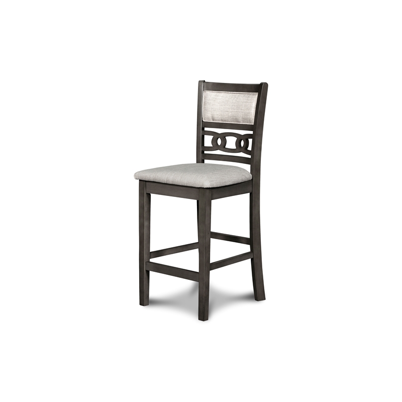Maklaine Solid Wood Counter Drop Leaf Table W/2 Chairs in Gray