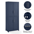 Maklaine Modern Traditional Wood Kitchen Storage Pantry in Navy