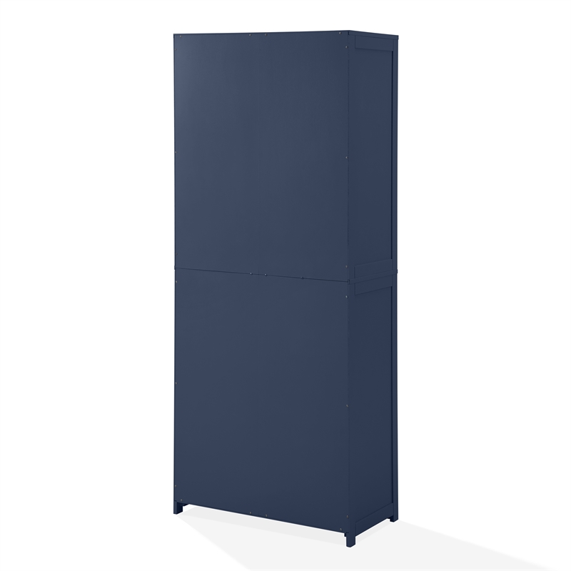 Maklaine Modern Traditional Wood Kitchen Storage Pantry in Navy
