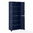 Maklaine Modern Traditional Wood Kitchen Storage Pantry in Navy