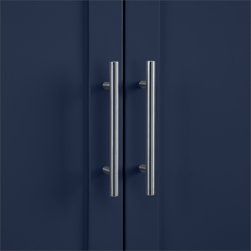 Maklaine Modern Traditional Wood Kitchen Storage Pantry in Navy