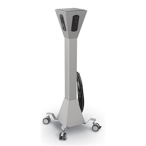 Maklaine Contemporary Mobile Power Tower with AC and USB Outlets Gray