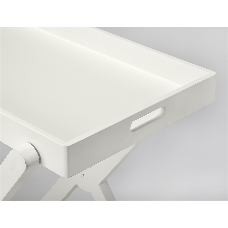 Maklaine Wood Modern Transitional Tray Table In White Finish
