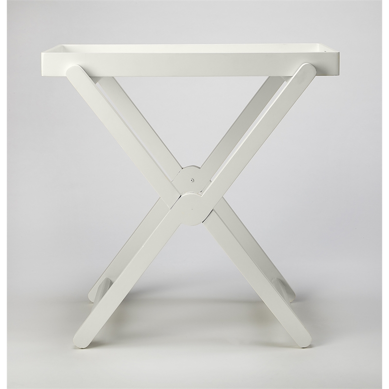Maklaine Wood Modern Transitional Tray Table In White Finish