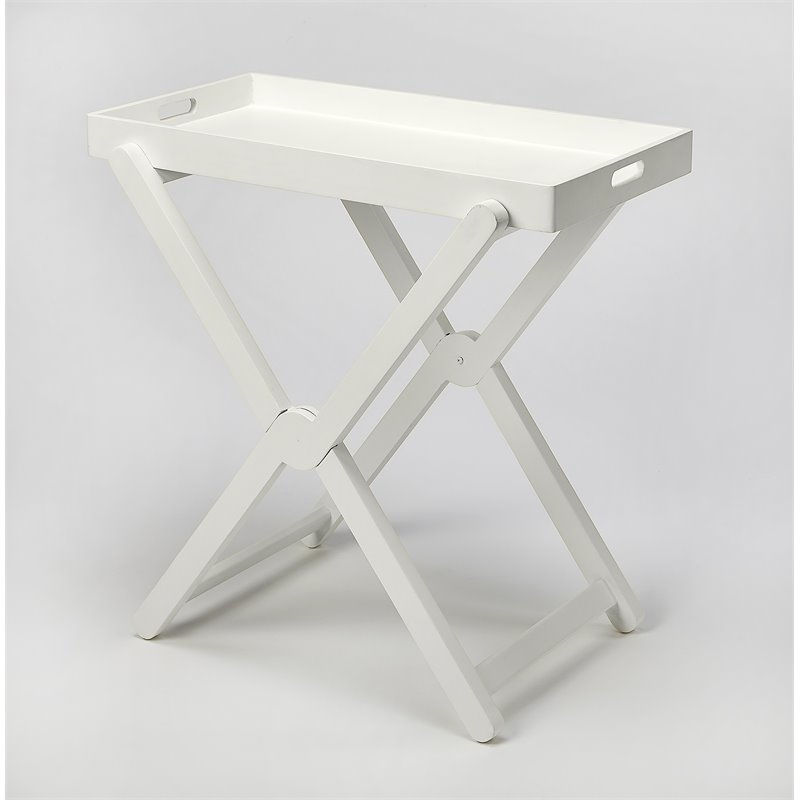 Maklaine Wood Modern Transitional Tray Table In White Finish