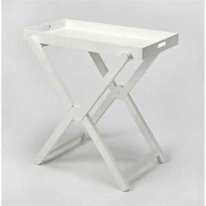 Maklaine Wood Modern Transitional Tray Table In White Finish