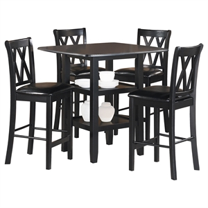 Maklaine 5 Piece Solid Wood Counter Height Dining Set in Black