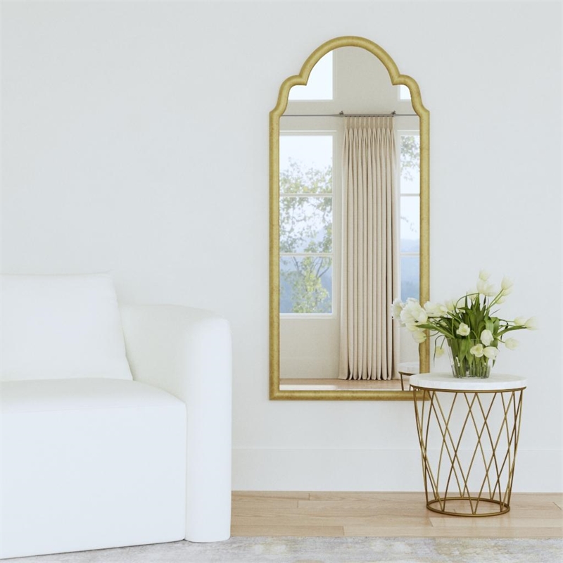 Maklaine Contemporary Wall Mirror in Gold Engineered Wood Frame